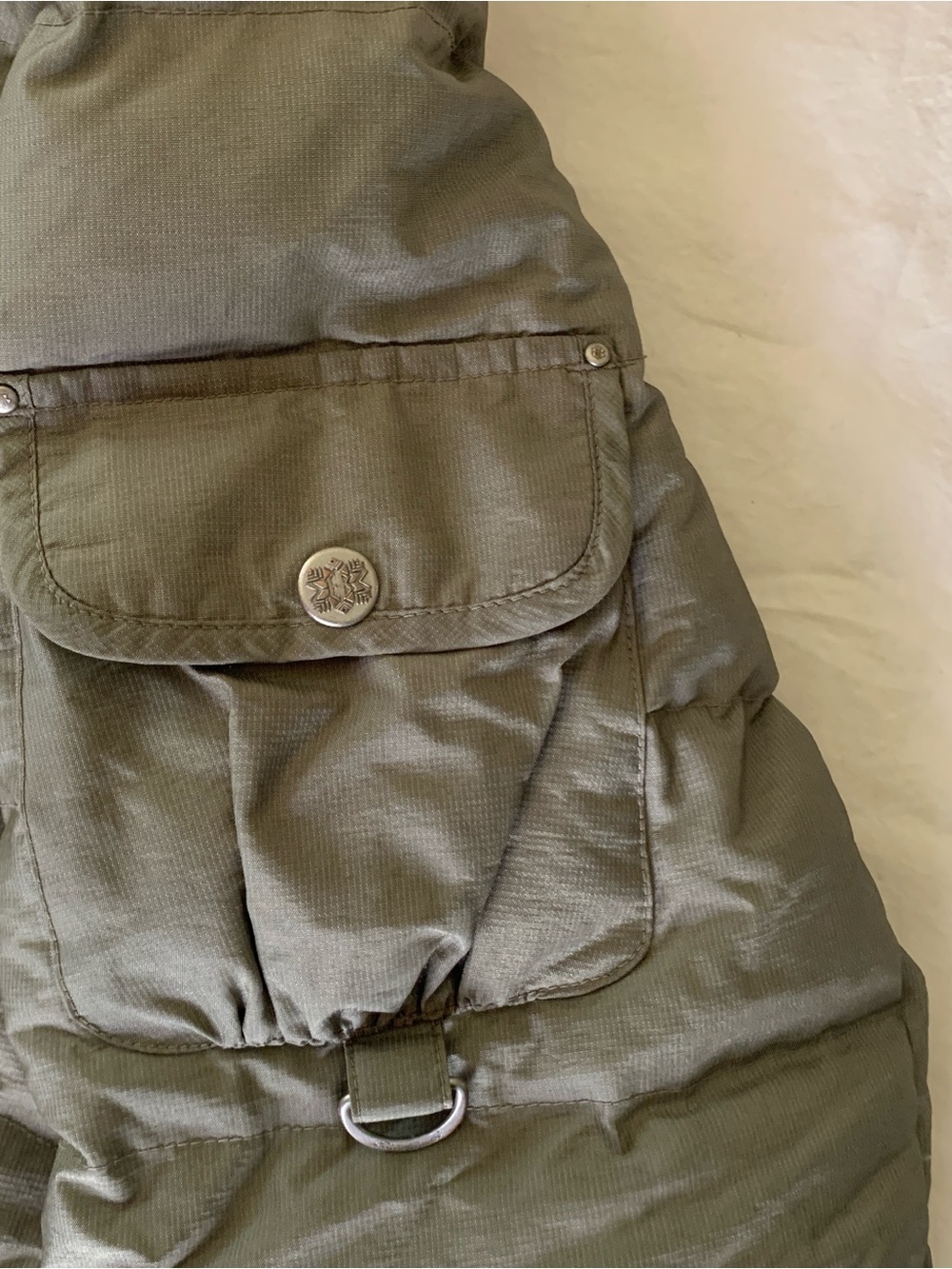 Eddie Bauer Women's Olive Long Down Puffer Jacket Quilted Waterproof. Size PM - Picture 6 of 8